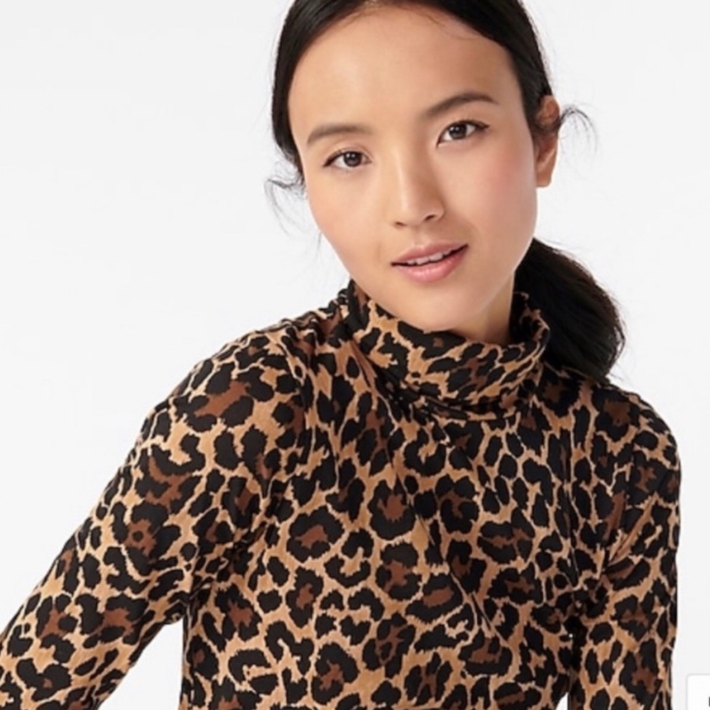 J Crew Turtleneck Leopard Print